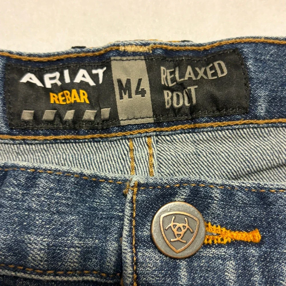 Ariat Rebar M4 Relaxed Boot Cut Jeans Mens 36x30 Carbine Blue Denim Western